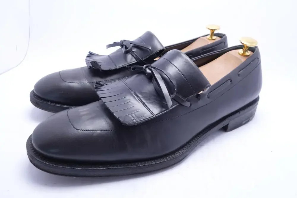 Salvatore Ferragamo Shoes Mens Size 9 D Black Kiltie Tassel Loafers Italy